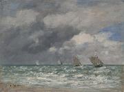 Eugene Louis Boudin Voiliers devant Trouville oil on canvas